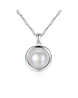 Elegant Pearl Pendant 925 Sterling Silver Women Necklace/ Bridal Necklace