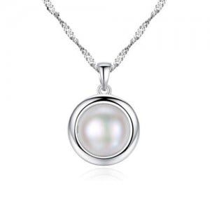 Elegant Pearl Pendant 925 Sterling Silver Women Necklace/ Bridal Necklace