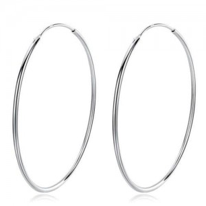 U.S. High Fashion Big Hoop Design 925 Sterling Silver Women Hoop Earrings