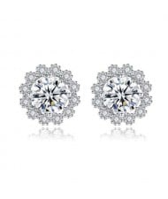 Moissanite Inlaid Snowflake Design 925 Sterling Silver Women Stud Earrings