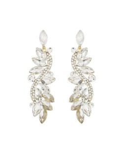 Shining Rhinestone Creative Leaf Inspired Vintage Fashion Women Earrings
