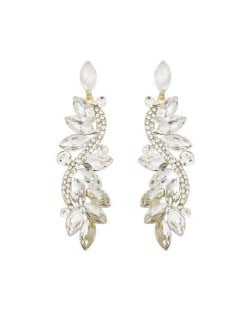 Shining Rhinestone Creative Leaf Inspired Vintage Fashion Women Earrings