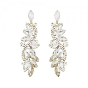 Shining Rhinestone Creative Leaf Inspired Vintage Fashion Women Earrings