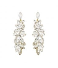 Shining Rhinestone Creative Leaf Inspired Vintage Fashion Women Earrings