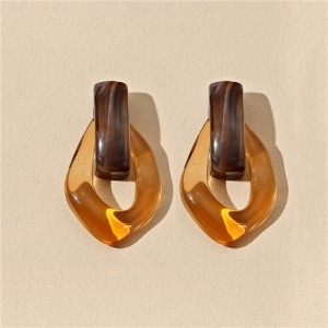 High Fashion Acrylic Geometric Design Women Banquet Earrings - Red