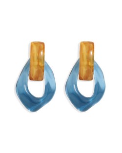 High Fashion Acrylic Geometric Design Women Banquet Earrings - Blue