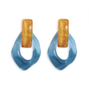 High Fashion Acrylic Geometric Design Women Banquet Earrings - Blue