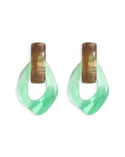 High Fashion Acrylic Geometric Design Women Banquet Earrings - Green