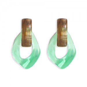 High Fashion Acrylic Geometric Design Women Banquet Earrings - Green