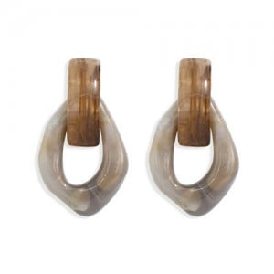 High Fashion Acrylic Geometric Design Women Banquet Earrings - Gray