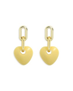 Korean Fashion Mini-heart Model Preferred Quality Costume Women Earrings - Yellow