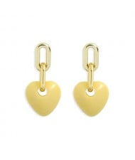 Korean Fashion Mini-heart Model Preferred Quality Costume Women Earrings - Yellow