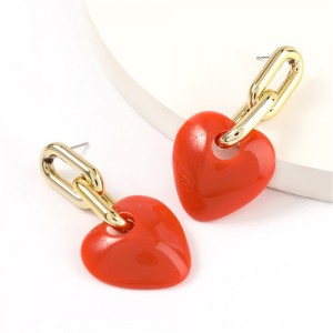 Korean Fashion Mini-heart Model Preferred Quality Costume Women Earrings - Red