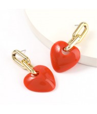 Korean Fashion Mini-heart Model Preferred Quality Costume Women Earrings - Red