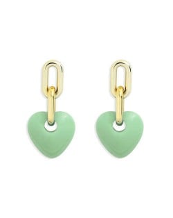 Korean Fashion Mini-heart Model Preferred Quality Costume Women Earrings - Green