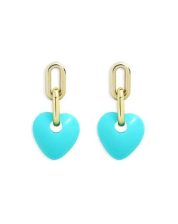 Korean Fashion Mini-heart Model Preferred Quality Costume Women Earrings - Blue