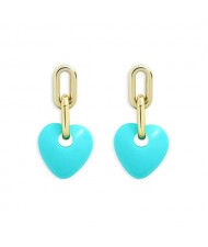 Korean Fashion Mini-heart Model Preferred Quality Costume Women Earrings - Blue