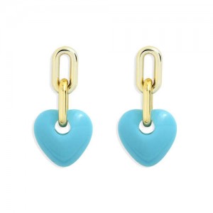 Korean Fashion Mini-heart Model Preferred Quality Costume Women Earrings - Sky Blue
