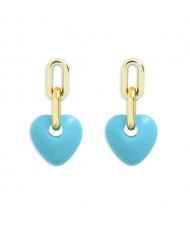 Korean Fashion Mini-heart Model Preferred Quality Costume Women Earrings - Sky Blue