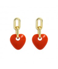 Korean Fashion Mini-heart Model Preferred Quality Costume Women Earrings - Orange