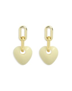 Korean Fashion Mini-heart Model Preferred Quality Costume Women Earrings - Beige