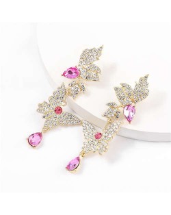 Super Shining Butterfly Design Women Golden Banquet Fashion Earrings