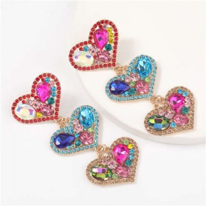 Triple Hearts Clustering Design U.S. High Fashion Women Dangling Earrings - Multicolor