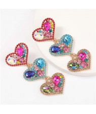 Triple Hearts Clustering Design U.S. High Fashion Women Dangling Earrings - Multicolor