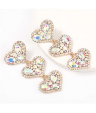 Triple Hearts Clustering Design U.S. High Fashion Women Dangling Earrings - Colorful White