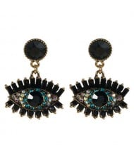 Bold Design High Fashion Eye Style Women Costume Statement Earrings - Black