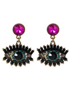 Bold Design High Fashion Eye Style Women Costume Statement Earrings - Rose