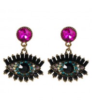 Bold Design High Fashion Eye Style Women Costume Statement Earrings - Rose
