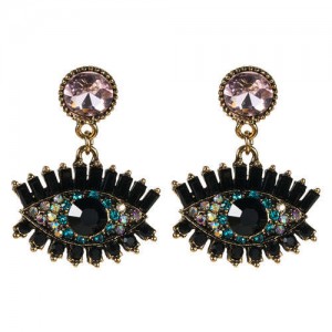 Bold Design High Fashion Eye Style Women Costume Statement Earrings - Pink