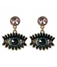 Bold Design High Fashion Eye Style Women Costume Statement Earrings - Pink