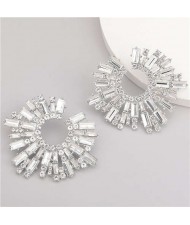 Super Attractive Design Flower High Fashion Women Costume Earrings - Silver 