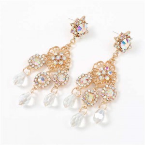 European and U.S. High Fashion Floral Design Acrylic Royal Style Women Earrings - White