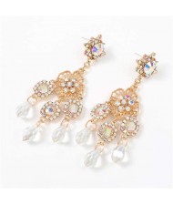 European and U.S. High Fashion Floral Design Acrylic Royal Style Women Earrings - White