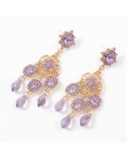 European and U.S. High Fashion Floral Design Acrylic Royal Style Women Earrings - Violet