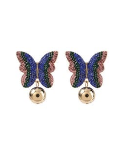 Rhinestone Embellished Shining Butterfly Women Fashion Earrings