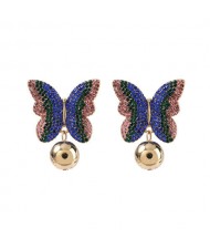 Rhinestone Embellished Shining Butterfly Women Fashion Earrings