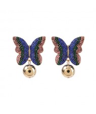 Rhinestone Embellished Shining Butterfly Women Fashion Earrings