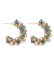 Pearl and Rhinestone Semicircle Design U.S. High Fashion Women Alloy Earrings
