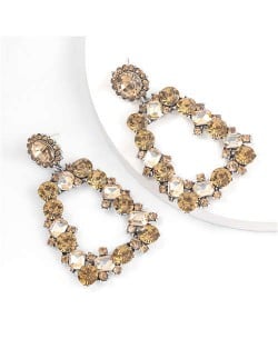 U.S. High Fashion Rhinestone Trapezoid Shape Women Alloy Costume Earrings - Champagne