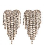 Super Shining Heart Shape Tassel Fashion Women Alloy Earrings - Golden