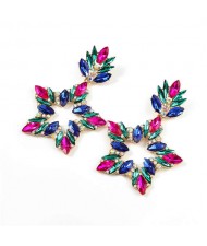 Super Shining Rhinestone Star Design Party Fashion Women Alloy Earrings - Multicolor