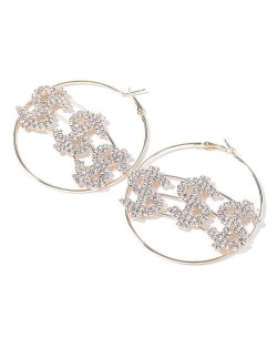 U.S. Dollar Fashion Big Hoop Women Party Costume Earrings - Golden