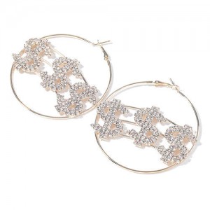 U.S. Dollar Fashion Big Hoop Women Party Costume Earrings - Golden