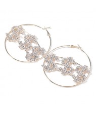 U.S. Dollar Fashion Big Hoop Women Party Costume Earrings - Golden