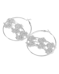 U.S. Dollar Fashion Big Hoop Women Party Costume Earrings - Silver