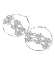 U.S. Dollar Fashion Big Hoop Women Party Costume Earrings - Silver